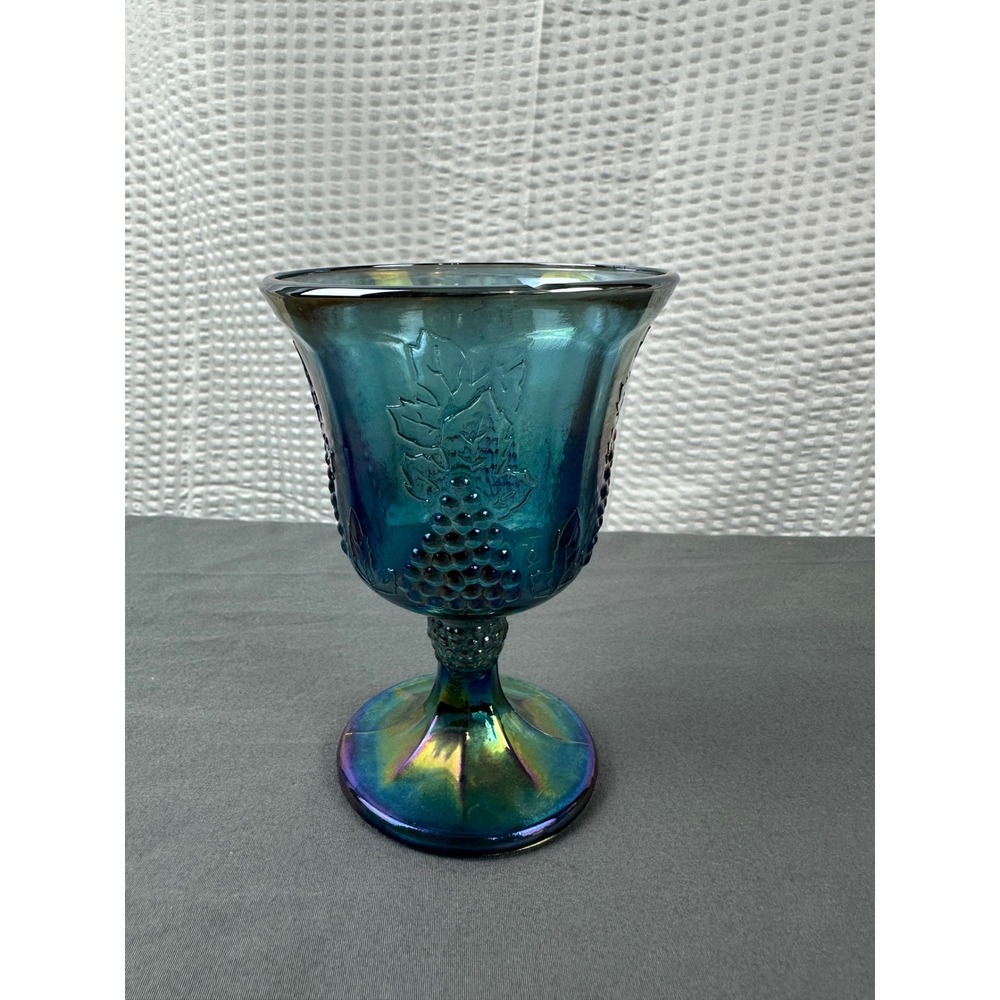 VTG Indiana Glass Company Carnival Glass Goblet Harvest Grape" pattern